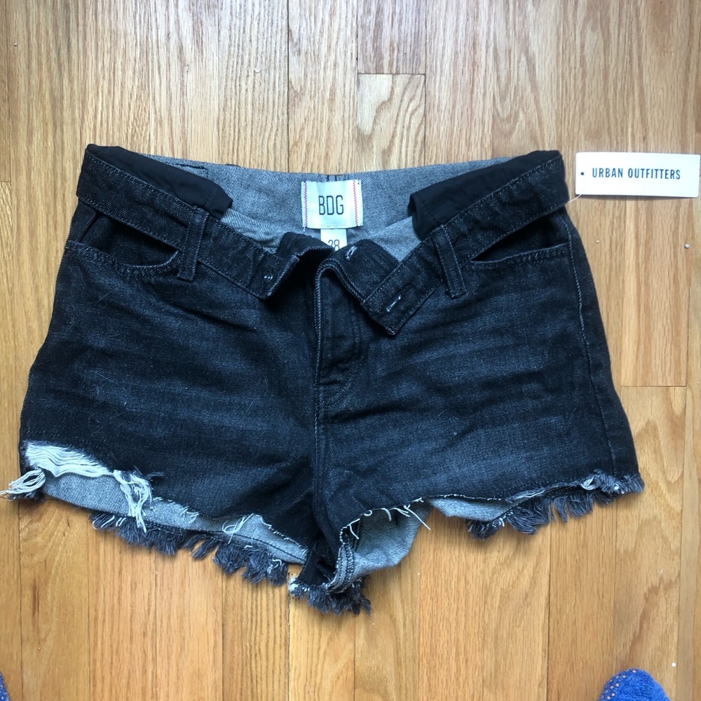BDG black fold over jean shorts